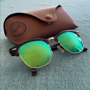Ray-ban Clubmaster Sunglasses Tortoise/Green Flash